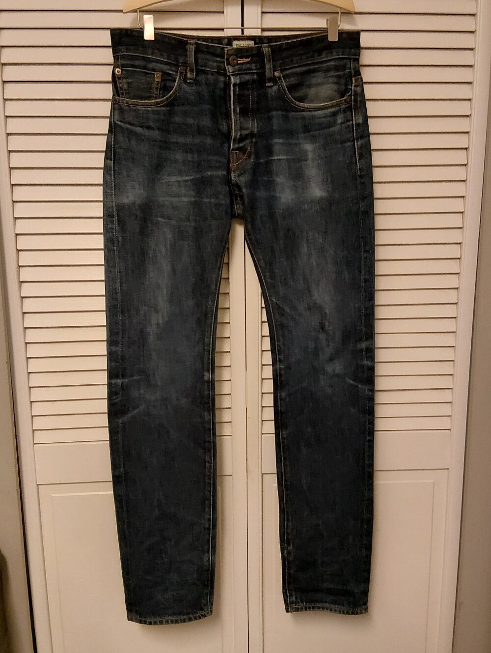 Railcar Selvedge Slim Straight Jeans in Dark Blue Wash